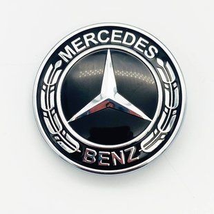 Автологотип емблема на капот Mercedes chrom black A0008171801 57мм 424936 фото