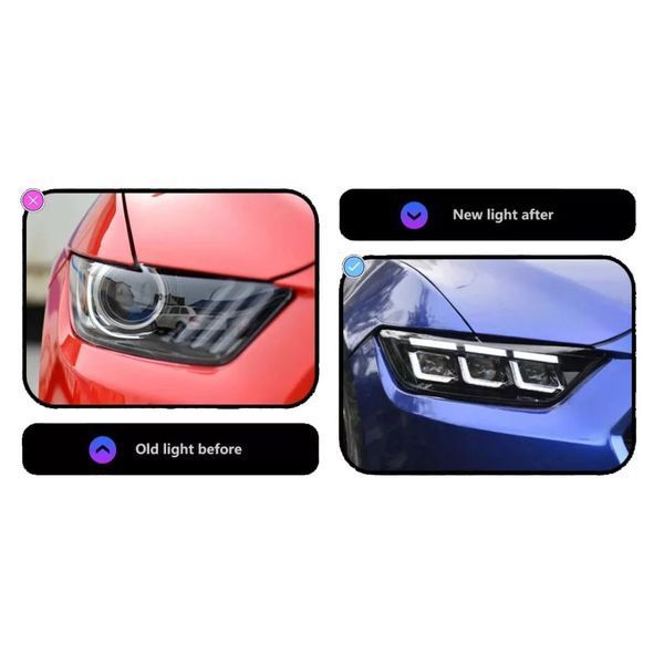 Передние фары на Ford Mustang 2014-2017 Full LED 2024 look черные 430811 фото