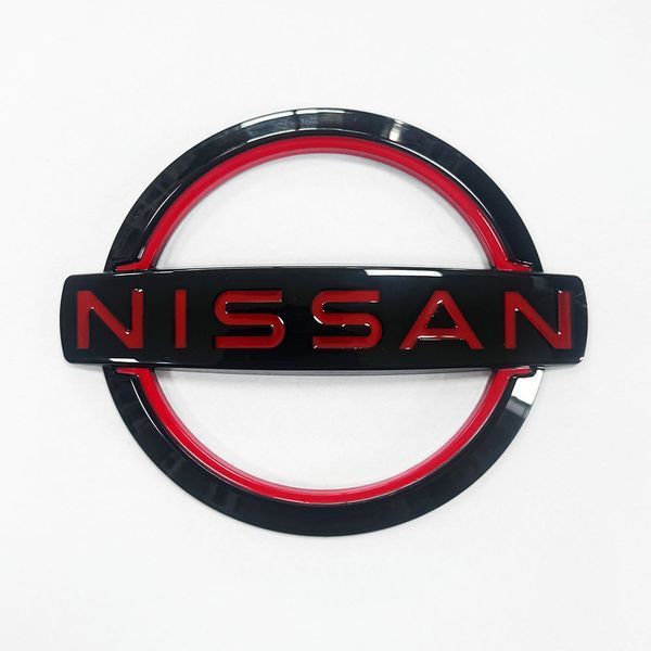 Автологотип шильдик эмблема надпись Nissan 120x100мм Red черный глянец 523598 фото