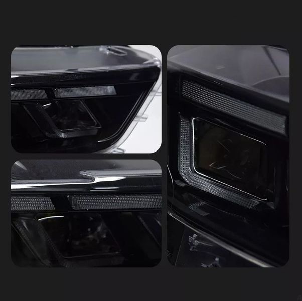Передние фары на Ford Mustang 2014-2017 Full LED 2024 look черные 430811 фото