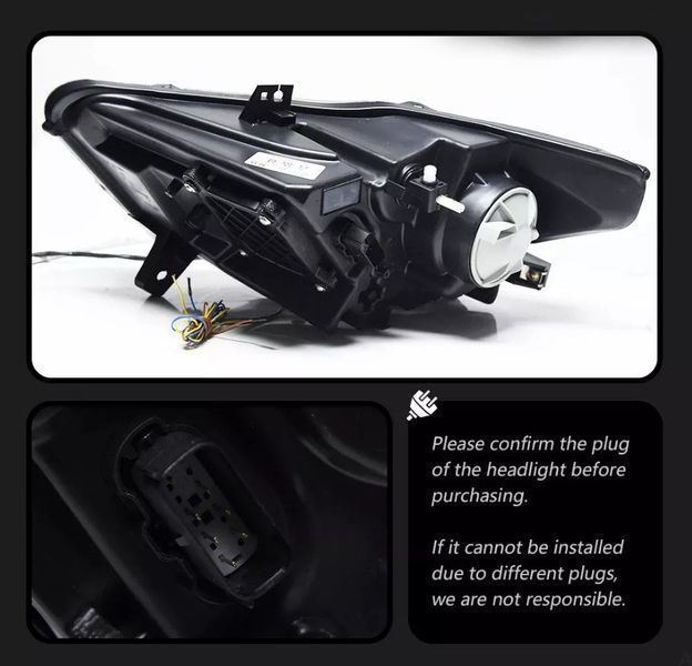 Передние фары на Ford Mustang 2014-2017 Full LED 2024 look черные 430811 фото