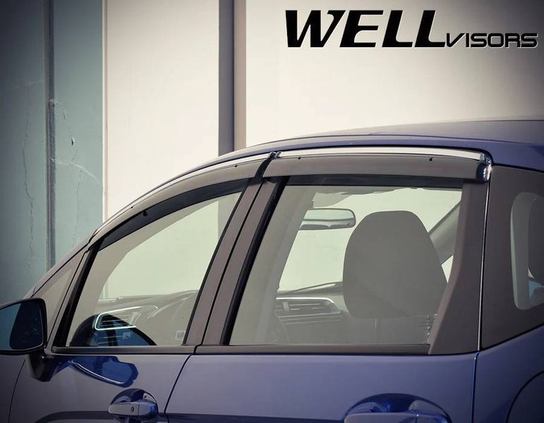 Дефлектори вікон для Honda Jazz, Fit 2015-2020 з хром молдингом WELLvisors 3-847HD004 208923 фото