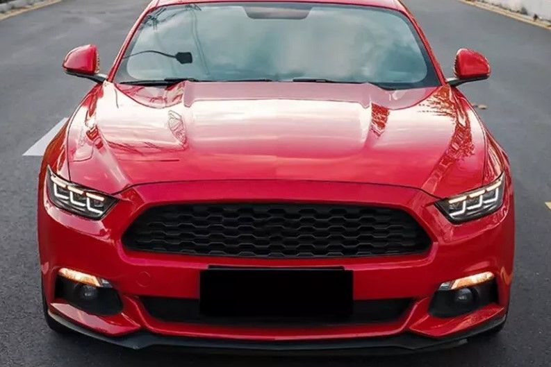 Передние фары на Ford Mustang 2014-2017 Full LED 2024 look черные 430811 фото