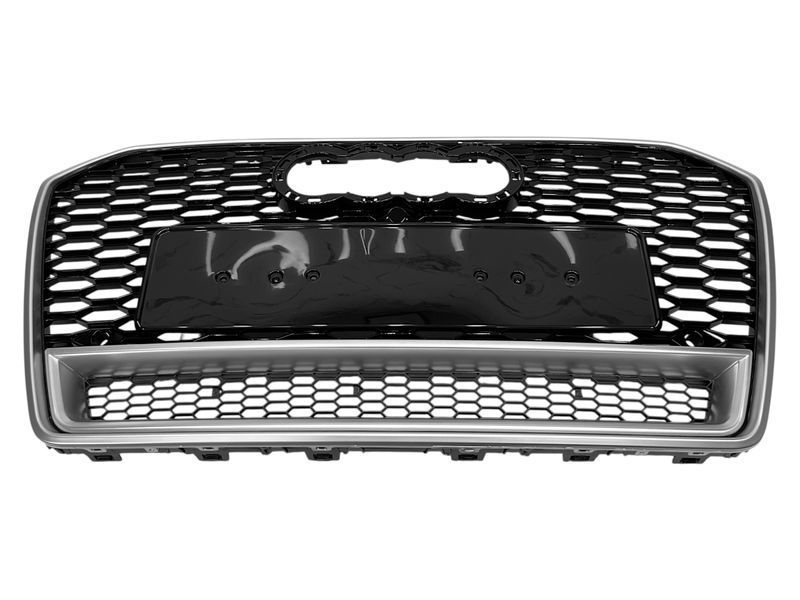 Решетка радиатора Black Silver (в стиле RS6 quattro) на Audi A6 C7 2014-2018 года 523534 фото