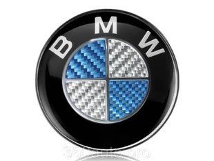 Автологотип емблема BMW синьо-білий карбон 74мм 327056 фото