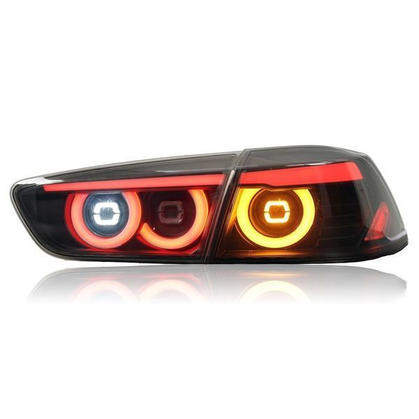 Задні ліхтарі на Mitsubishi Lancer X 2007-2017 LED чорні стиль JDM 430815 фото