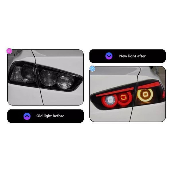 Задні ліхтарі на Mitsubishi Lancer X 2007-2017 LED чорні стиль JDM 430815 фото