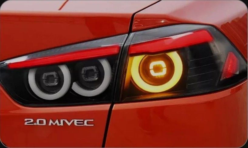 Задні ліхтарі на Mitsubishi Lancer X 2007-2017 LED чорні стиль JDM 430815 фото