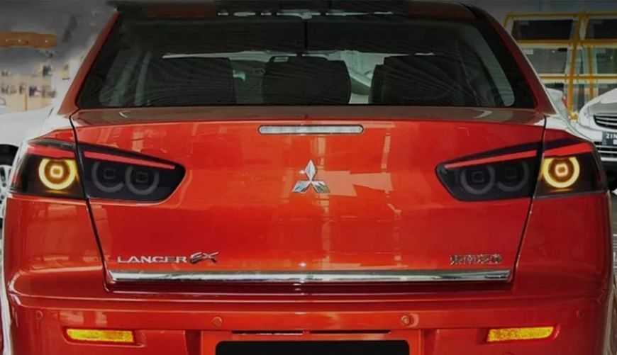 Задні ліхтарі на Mitsubishi Lancer X 2007-2017 LED чорні стиль JDM 430815 фото