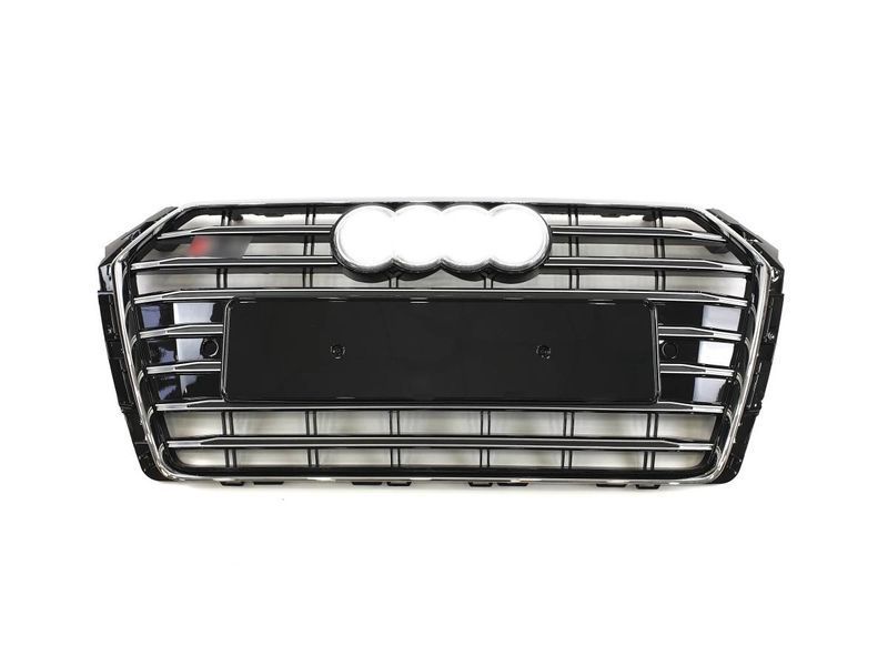 Решетка радиатора на Audi A4 B9 2015-2019 в стиле S4 Chrome Black 427370 фото