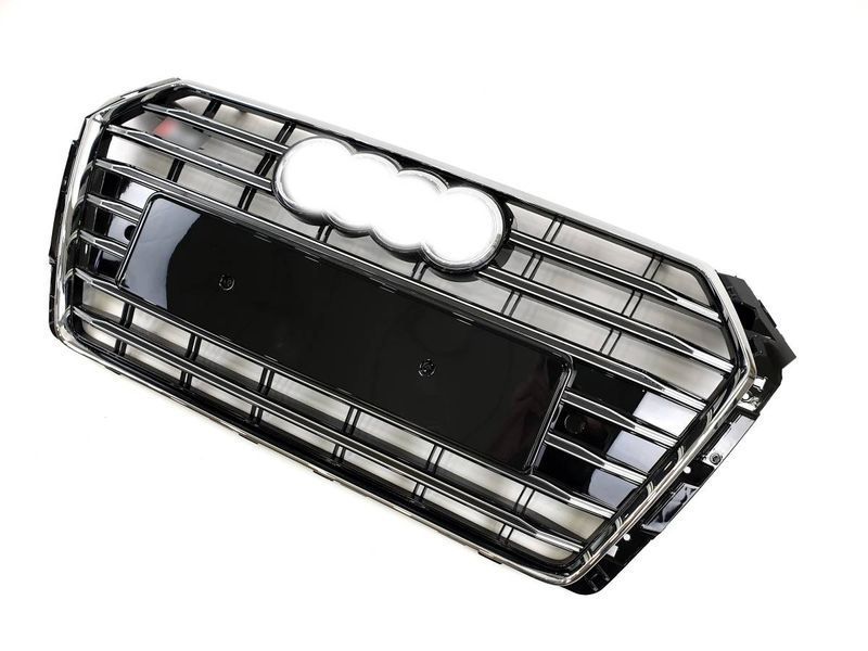 Решетка радиатора на Audi A4 B9 2015-2019 в стиле S4 Chrome Black 427370 фото