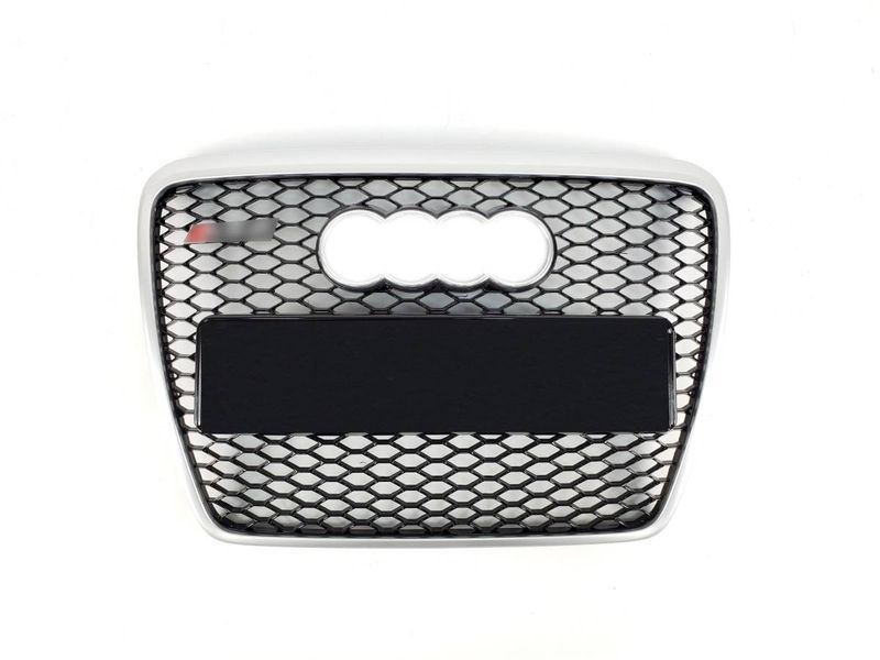 Решетка радиатора на Audi A6 C6 2004-2011 в стиле RS6 Black Silver без PDC 427305 фото