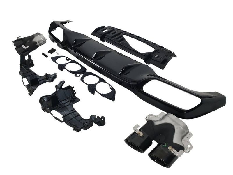 Диффузор (заднего бампера) Black/Black Pipe (стиль E53) AMG на Mercedes E-class W213 2016-2020 427860 фото