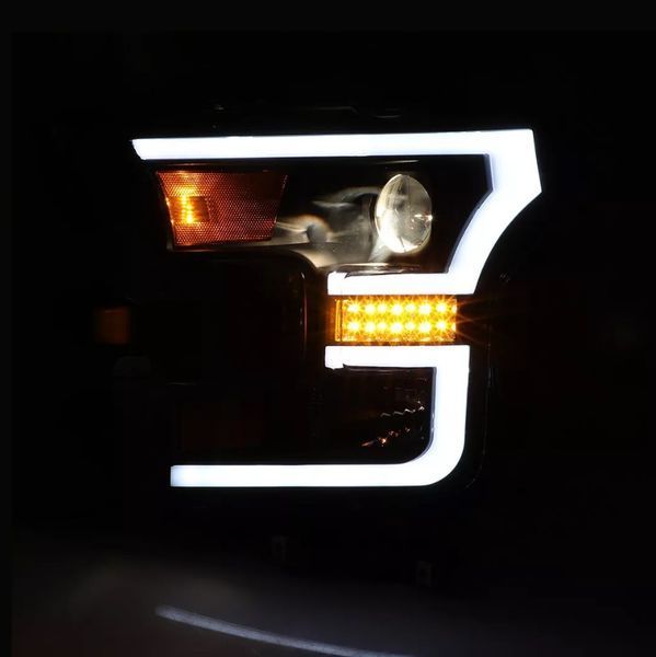 Передние фары на Ford F-150 2014-2017 черные 430428 фото