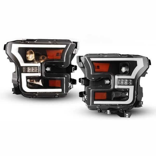 Передние фары на Ford F-150 2014-2017 черные 430428 фото