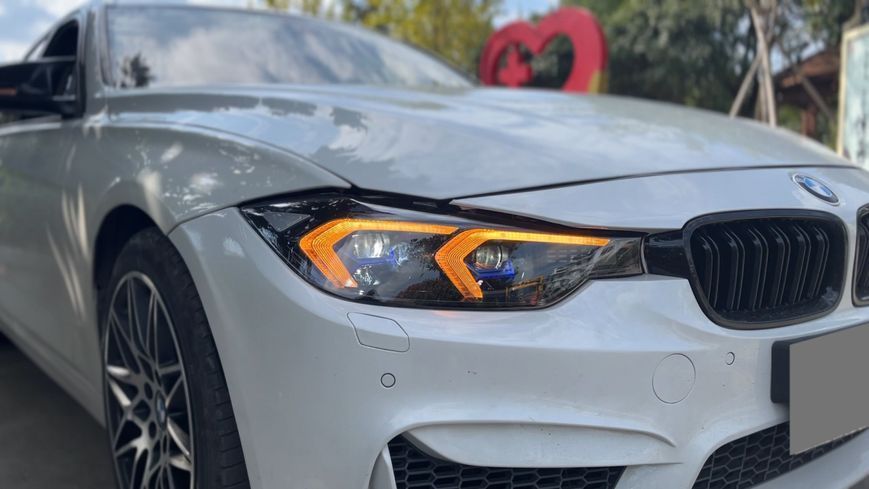 Передние фары на BMW 3 Series F30 2013-2018 FULL LED G20 look вместо оригинальных галогеновых фар 430390 фото