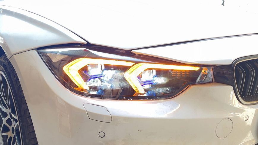 Передние фары на BMW 3 Series F30 2013-2018 FULL LED G20 look вместо оригинальных галогеновых фар 430390 фото