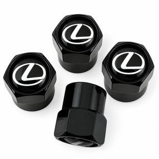 Ковпачки на ніпель з логотипом авто Lexus чорного кольору 522139 фото