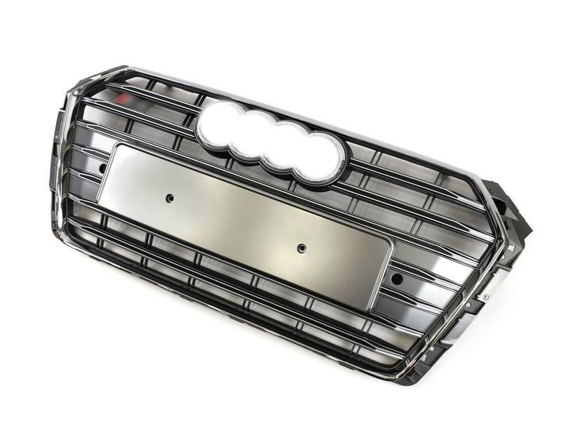 Решітка радіатора на Audi A4 B9 2015-2019 стиль S4 Silver Chrome 427377 фото