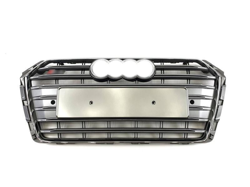 Решітка радіатора на Audi A4 B9 2015-2019 стиль S4 Silver Chrome 427377 фото