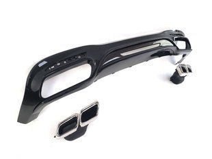 Диффузор (заднего бампера) Full Black / Chrome Pipe (стиль S63 AMG) на Mercedes S-class W222 2017-2020 428493 фото