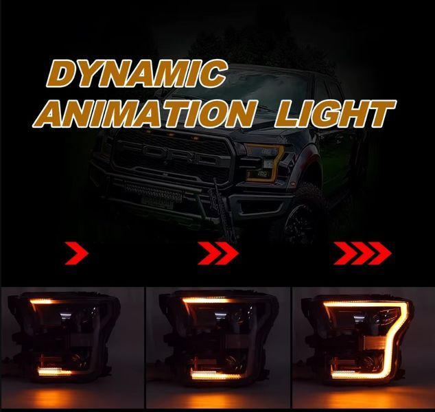 Передні фари на Ford F-150 2014-2017 чорні Full LED стиль ZH 430427 фото