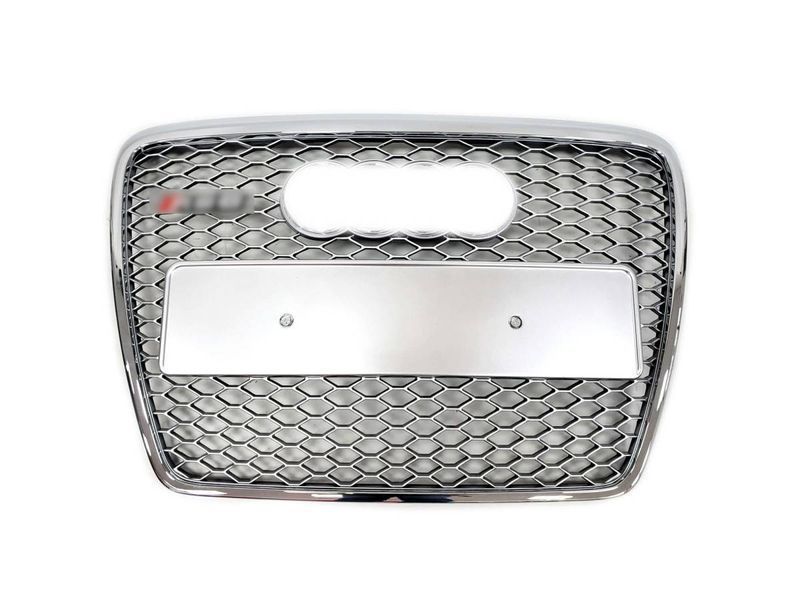 Решітка радіатора на Audi A6 C6 2004-2011 стиль RS6 Silver Chrome без PDC 427308 фото