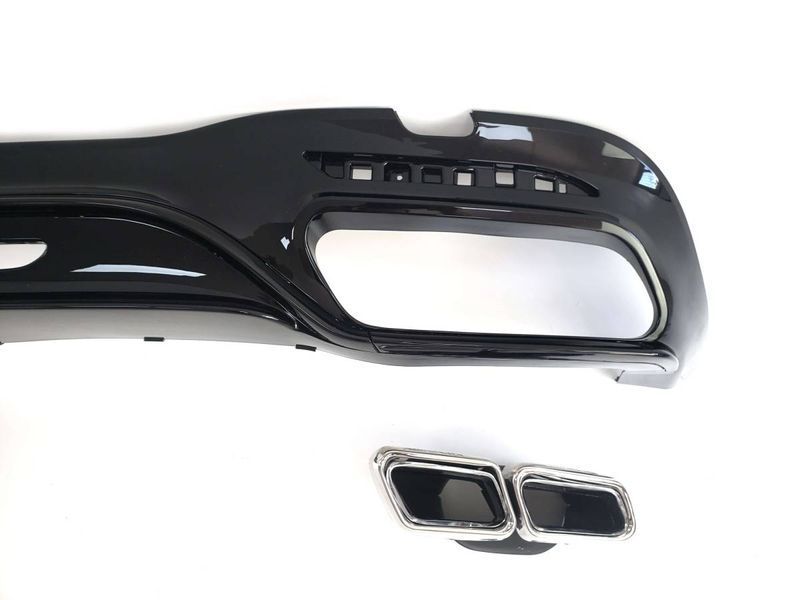 Диффузор (заднего бампера) Full Black / Chrome Pipe (стиль S63 AMG) на Mercedes S-class W222 2017-2020 428493 фото