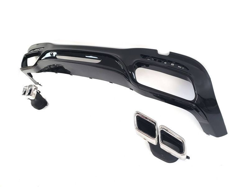 Диффузор (заднего бампера) Full Black / Chrome Pipe (стиль S63 AMG) на Mercedes S-class W222 2017-2020 428493 фото