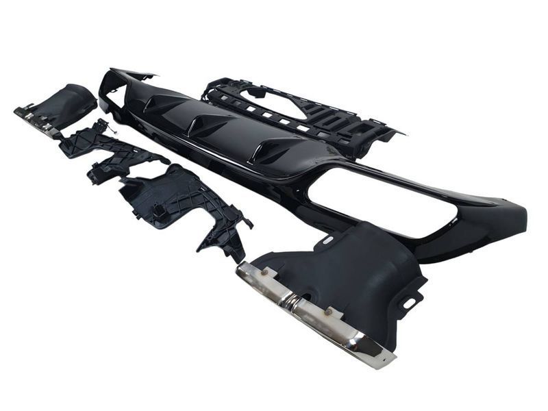 Диффузор (заднего бампера) Full Black / Chrome Pipe (стиль E63) AMG на Mercedes E-class W213 2016-2020 427863 фото