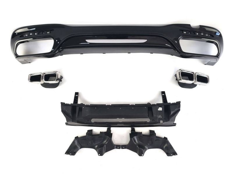 Диффузор (заднего бампера) Full Black / Chrome Pipe (стиль S63 AMG) на Mercedes S-class W222 2017-2020 428493 фото