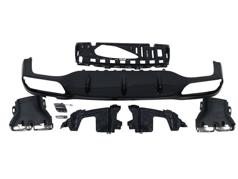 Диффузор (заднего бампера) Full Black / Chrome Pipe (стиль E63) AMG на Mercedes E-class W213 2016-2020 427863 фото
