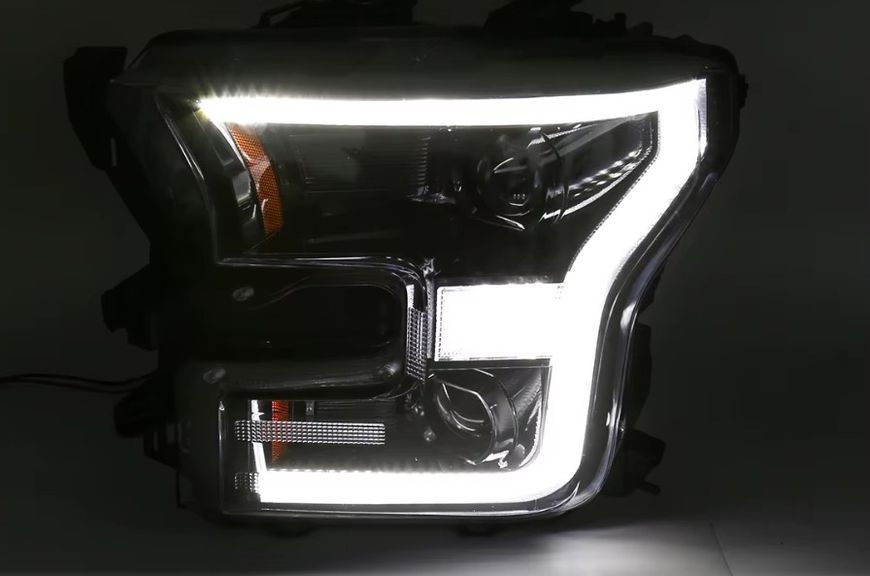 Передні фари на Ford F-150 2014-2017 чорні Full LED стиль ZH 430427 фото
