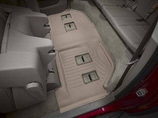 3D килимки для Cadillac Escalade ESV Bench seating, Chevrolet Suburban Bucket Seating 2015- бежеві 3 ряд WeatherTech 456079 141170 фото