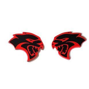 Автологотип емблема Dodge Hellcat Head black на крила комплект 2шт 429733 фото