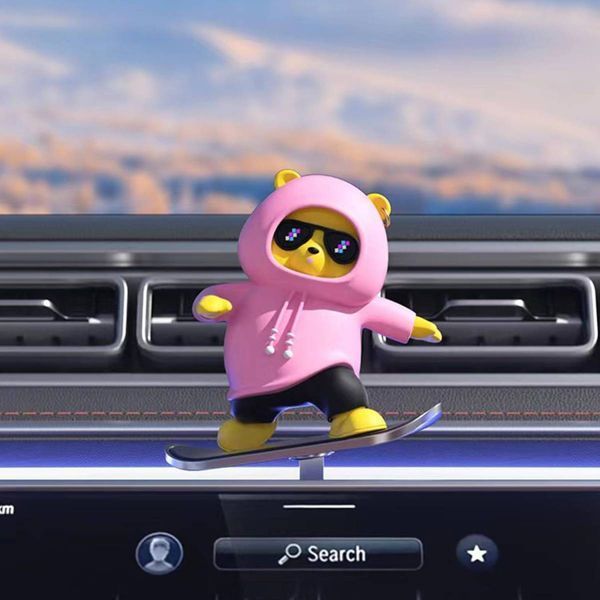 Игрушка скользящий панда Skateboard Bear Car на панель авто розовой 425510 фото
