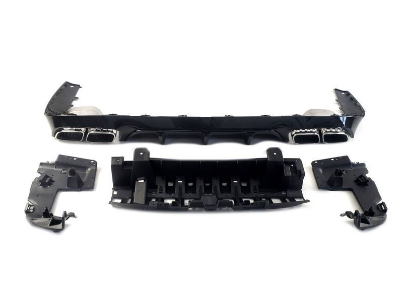 Диффузор (заднего бампера) Full Black / Chrome Pipe (стиль E63) Coupe AMG на Mercedes E-class W213 2020-2023 427864 фото