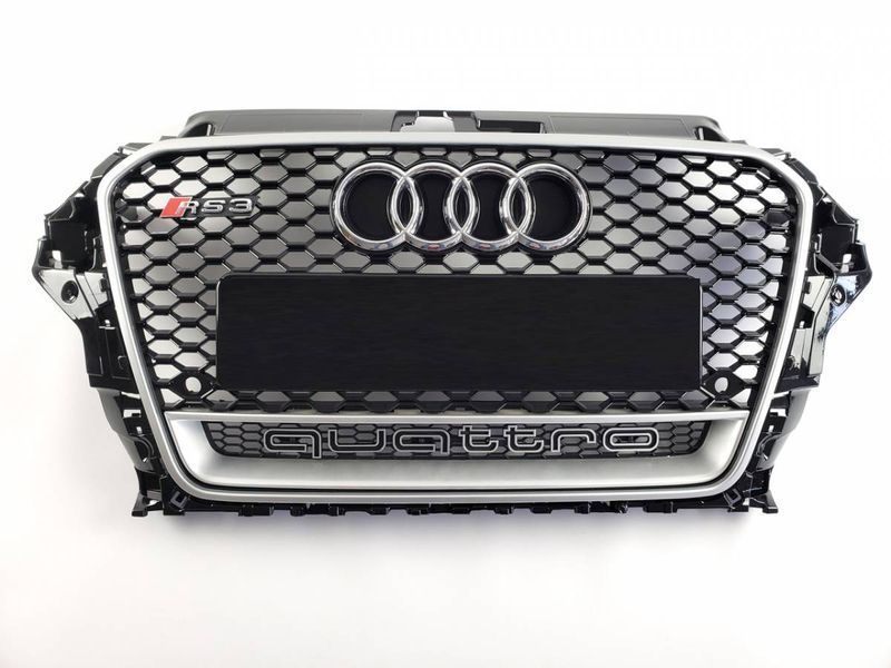 Решетка радиатора на Audi A3 2012-2016 в стиле RS Black Silver 244029 фото