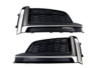 Решетки в бампер Matte Black/Silver (стиль S5) S-Line на Audi A5 2016-2020 430039 фото