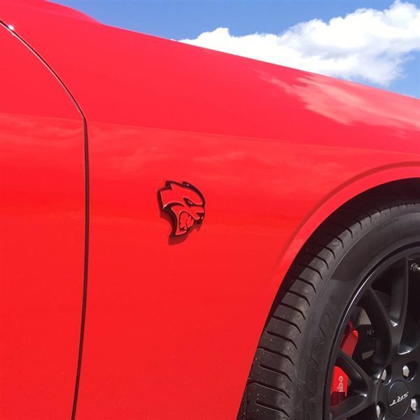 Автологотип емблема Dodge Hellcat Head red на крила комплект 2шт 360790 фото