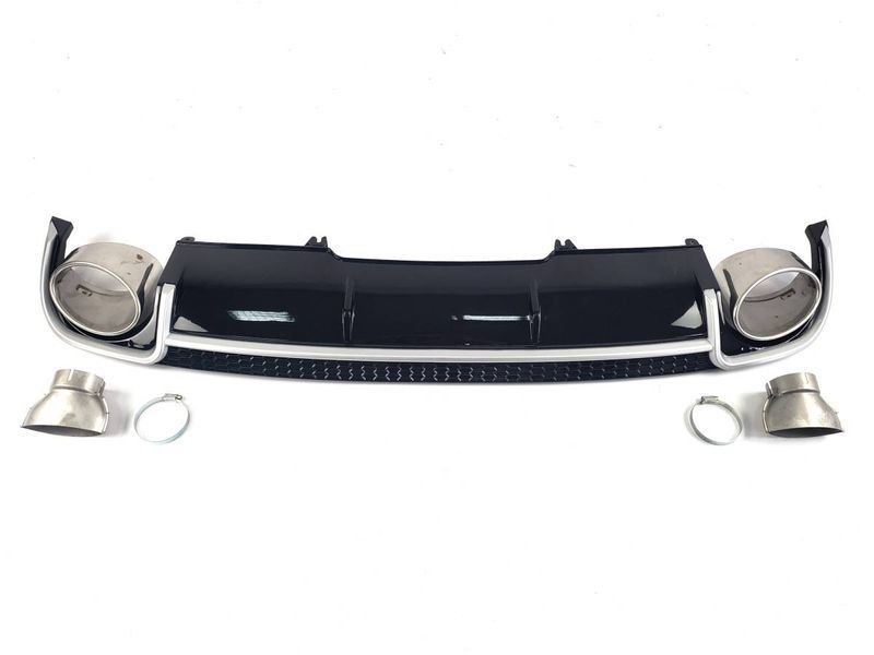 Диффузор (заднего бампера) Black Silver/Chrome Pipe (в стиле RS4) на Audi A4 B9 2015-2019 427789 фото Диффузор (заднего бампера) Black Silver/Chrome Pipe (в стиле RS4) на Audi A4 B9 2015-2019 427789 фото
