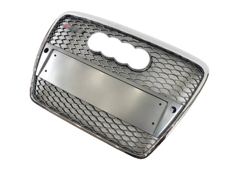 Решетка радиатора на Audi A6 C6 2004-2011 в стиле RS6 Silver Chrome під PDC 427311 фото Решетка радиатора на Audi A6 C6 2004-2011 в стиле RS6 Silver Chrome під PDC 427311 фото