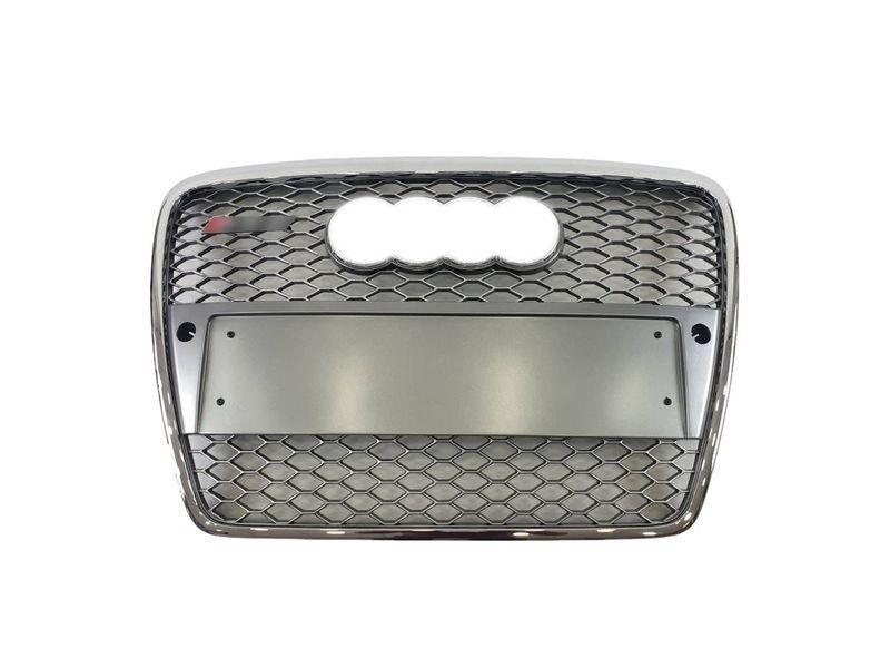 Решетка радиатора на Audi A6 C6 2004-2011 в стиле RS6 Silver Chrome під PDC 427311 фото Решетка радиатора на Audi A6 C6 2004-2011 в стиле RS6 Silver Chrome під PDC 427311 фото