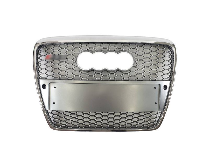 Решетка радиатора на Audi A6 C6 2004-2011 в стиле RS6 Silver Chrome під PDC 427311 фото Решетка радиатора на Audi A6 C6 2004-2011 в стиле RS6 Silver Chrome під PDC 427311 фото