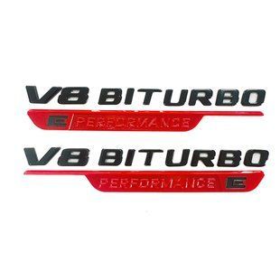 Автологотип емблема напис Mercedes V8 Biturbo E-Performance 2штуки червоний глянець A2328175700 523356 фото