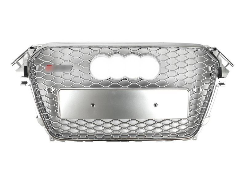 Решітка радіатора на Audi A4 B8 2011-2015 стиль RS4 Silver Chrome 427279 фото