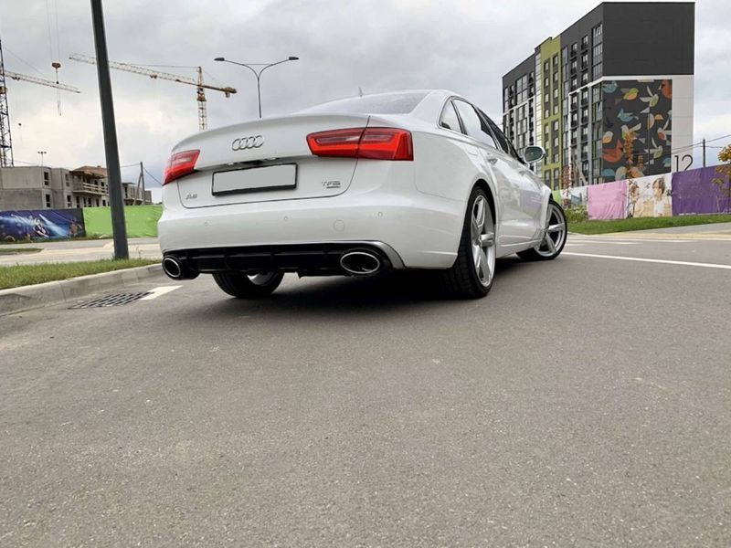 Диффузор (заднего бампера) Black Silver/Chrome Pipe (в стиле RS6) на Audi A6 C7 2011-2014 429696 фото