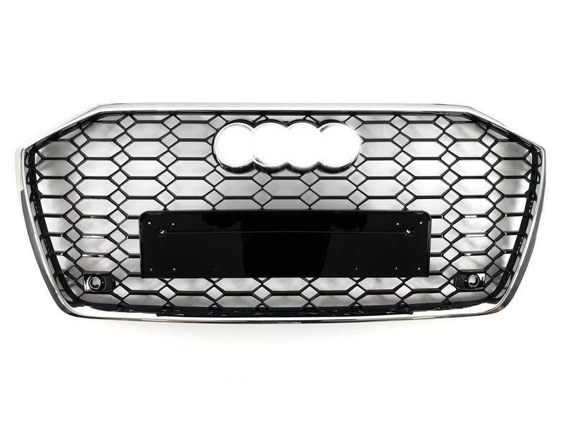 Решетка радиатора на Audi A6 C8 2018-2023 в стиле RS6 Chrome Black 427317 фото