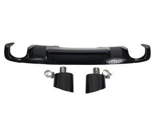 Дифузор заднього бампера на Audi A4 B9 2015-2019 Full Black Black Pipe в стилі RS4 V1 S-Line 427792 фото