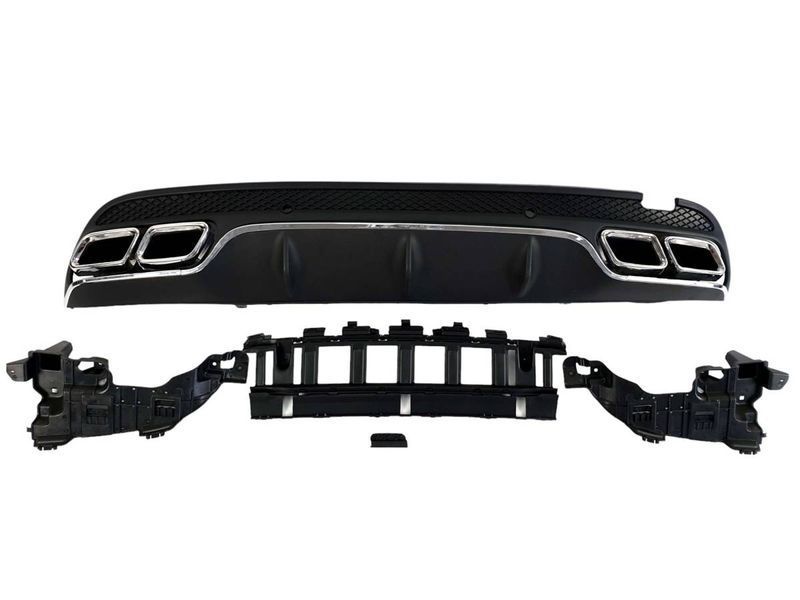 Диффузор (заднего бампера) Chrome Black / Chrome Pipe (стиль AMG C63) Sedan на Mercedes C-class W205 2014-2018 427834 фото